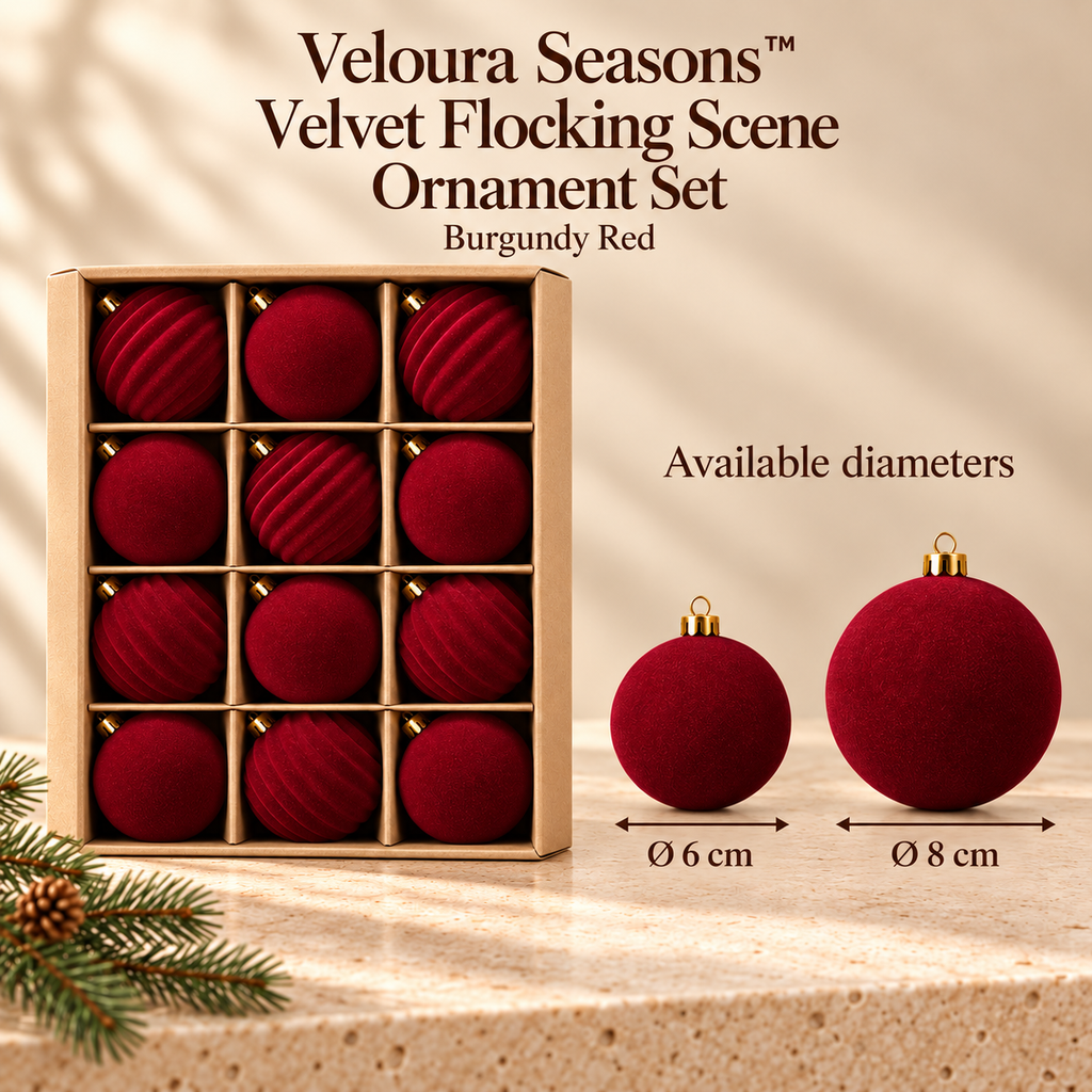 Fluwelen Vlokken Scène Kerstbal Versieringen | Veloura Seasons™