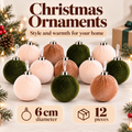 Velvet Christmas Ball Ornaments 6cm – 12-Piece Elegant Set | Veloura Seasons™