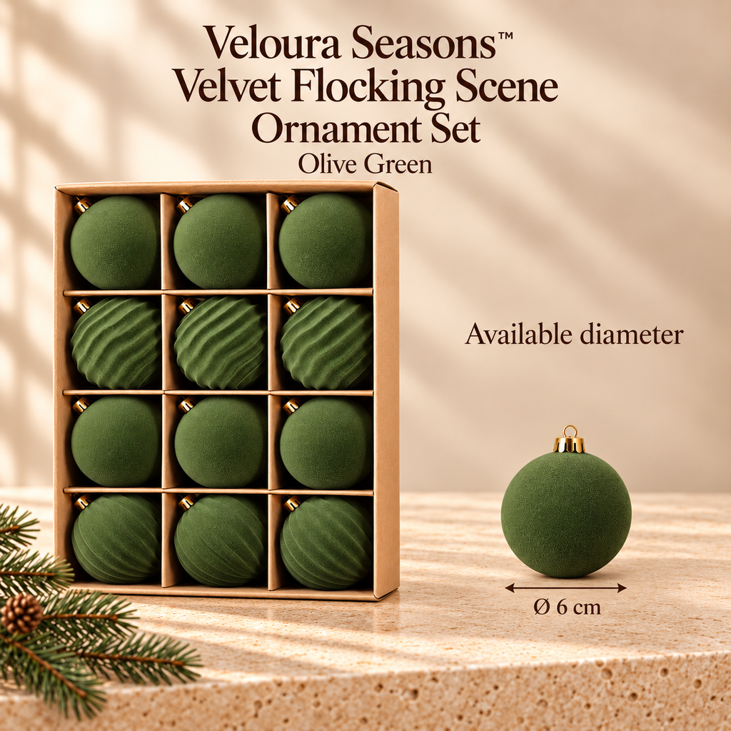 Fluwelen Vlokken Scène Kerstbal Versieringen | Veloura Seasons™