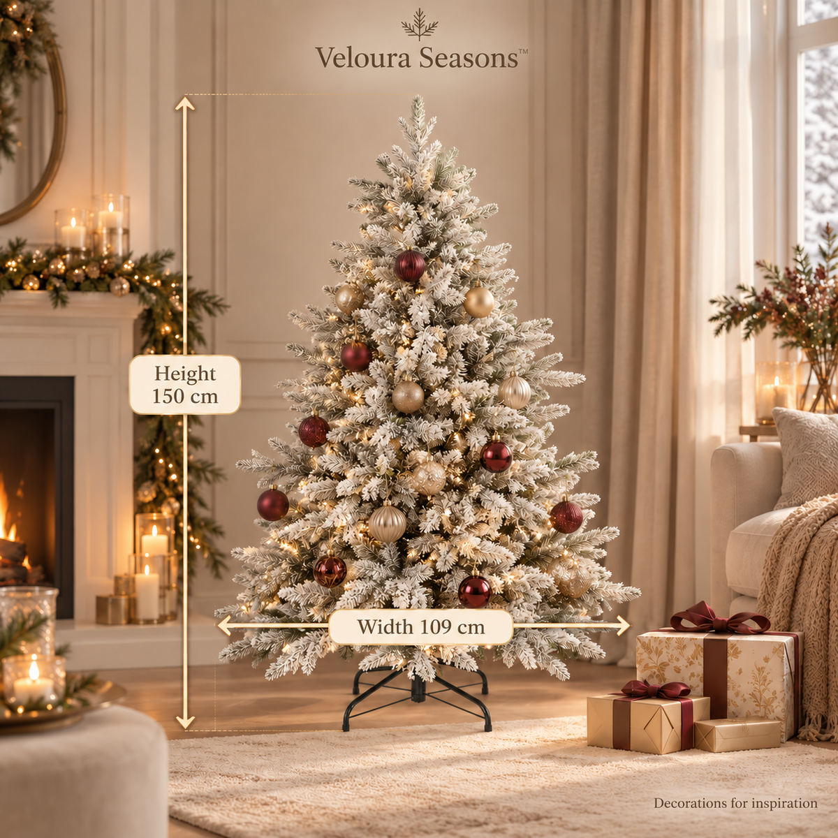 Besneeuwde Kunstkerstboom 150 cm – Luxe Kunstmatige 5ft Winter Den | Veloura Seasons™