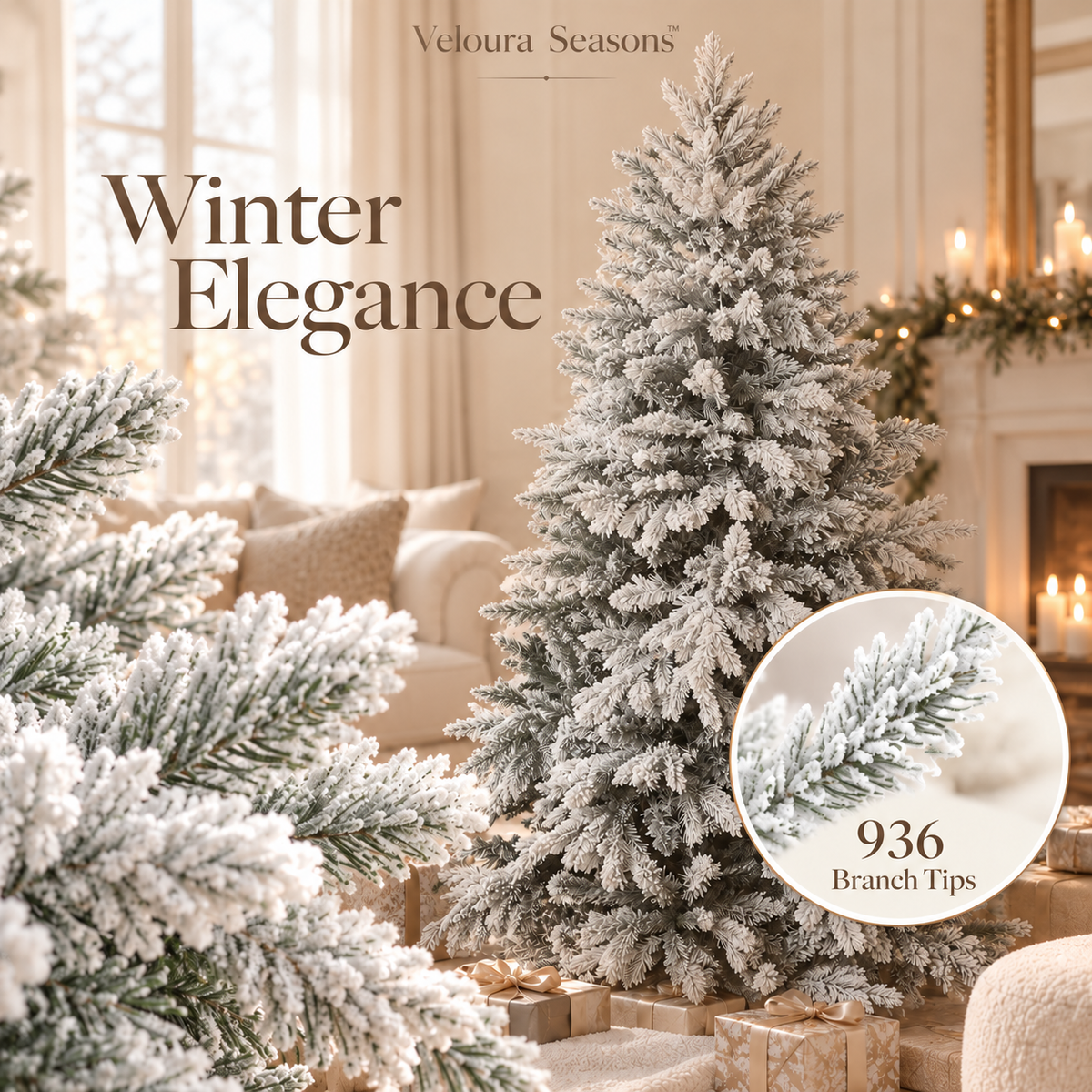 Besneeuwde Kunstkerstboom 150 cm – Luxe Kunstmatige 5ft Winter Den | Veloura Seasons™
