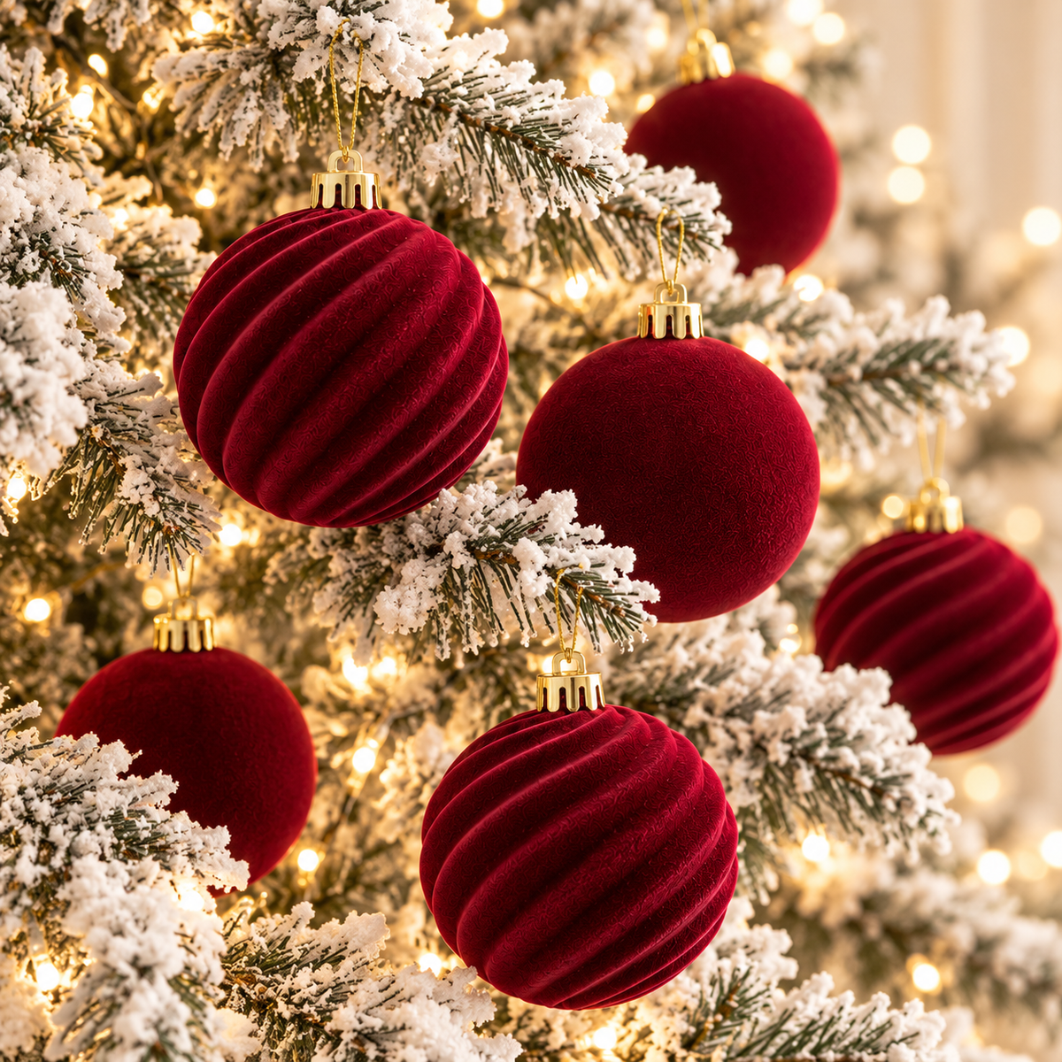 Fluwelen Vlokken Scène Kerstbal Versieringen | Veloura Seasons™