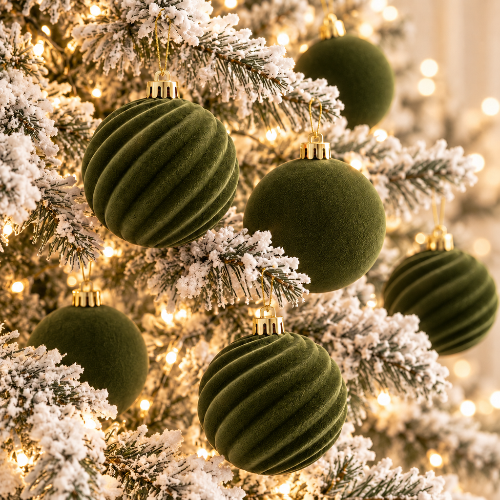 Fluwelen Vlokken Scène Kerstbal Versieringen | Veloura Seasons™