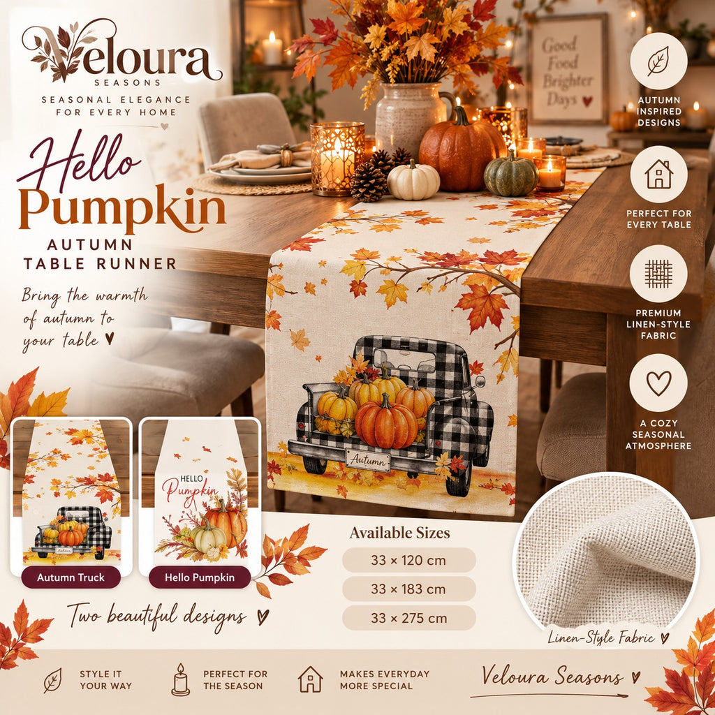 Hello Pumpkin Autumn Table Runner