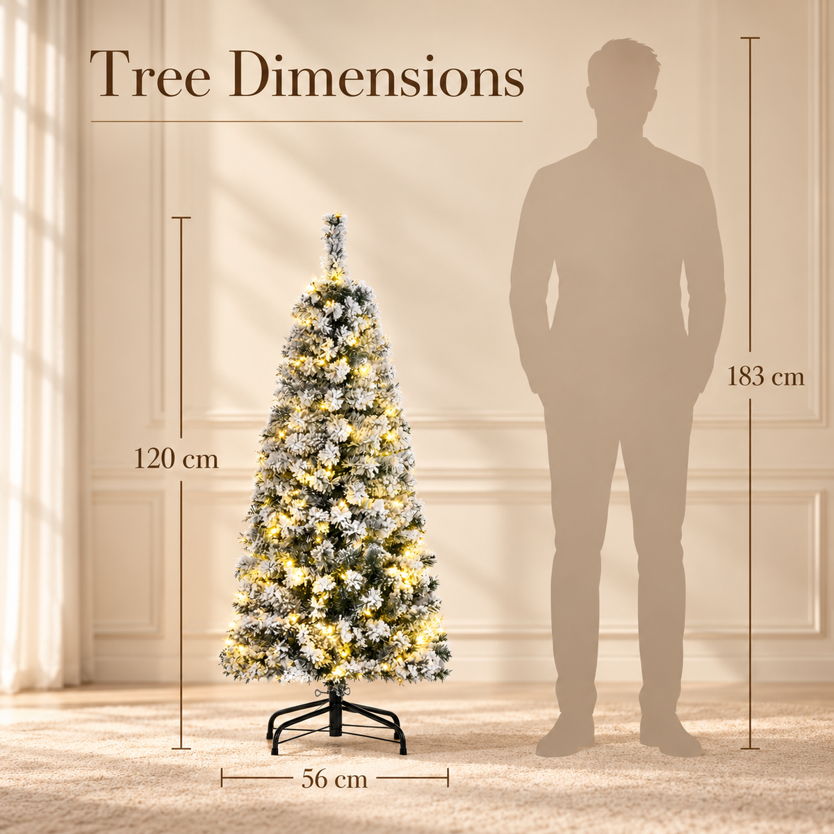 Voorverlichte Besneeuwde Kunstkerstboom 120 cm – LED Kunstmatige 4ft Kerstboom | Veloura Seasons™