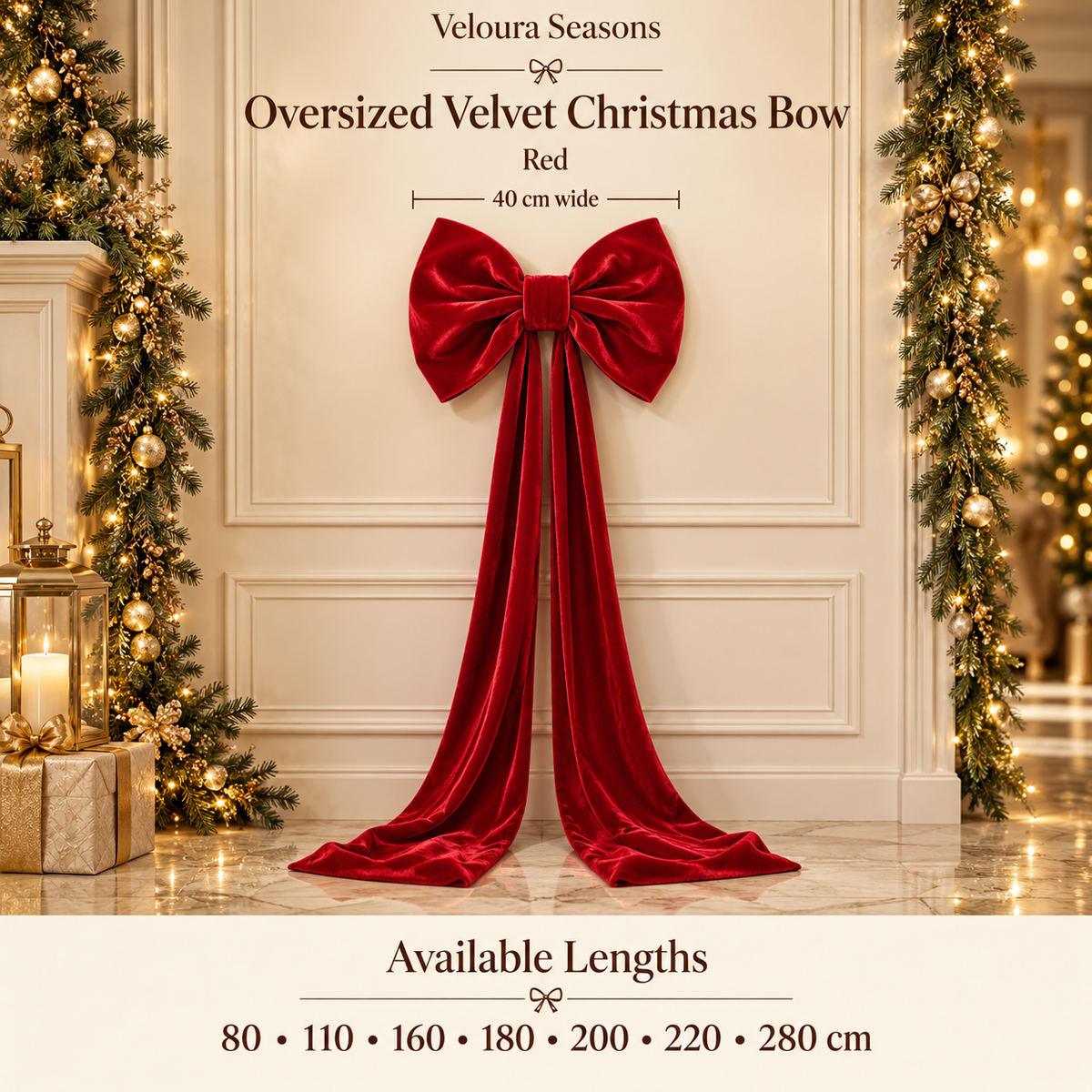 Oversized Kerstdecoratie Strik – Luxe Feestlint