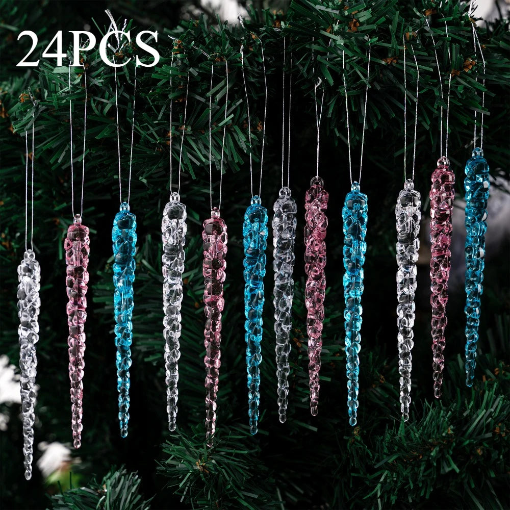 Acryl IJspegel Kerstversieringen – 24-Delige Boom Hangende Set | Veloura Seasons™