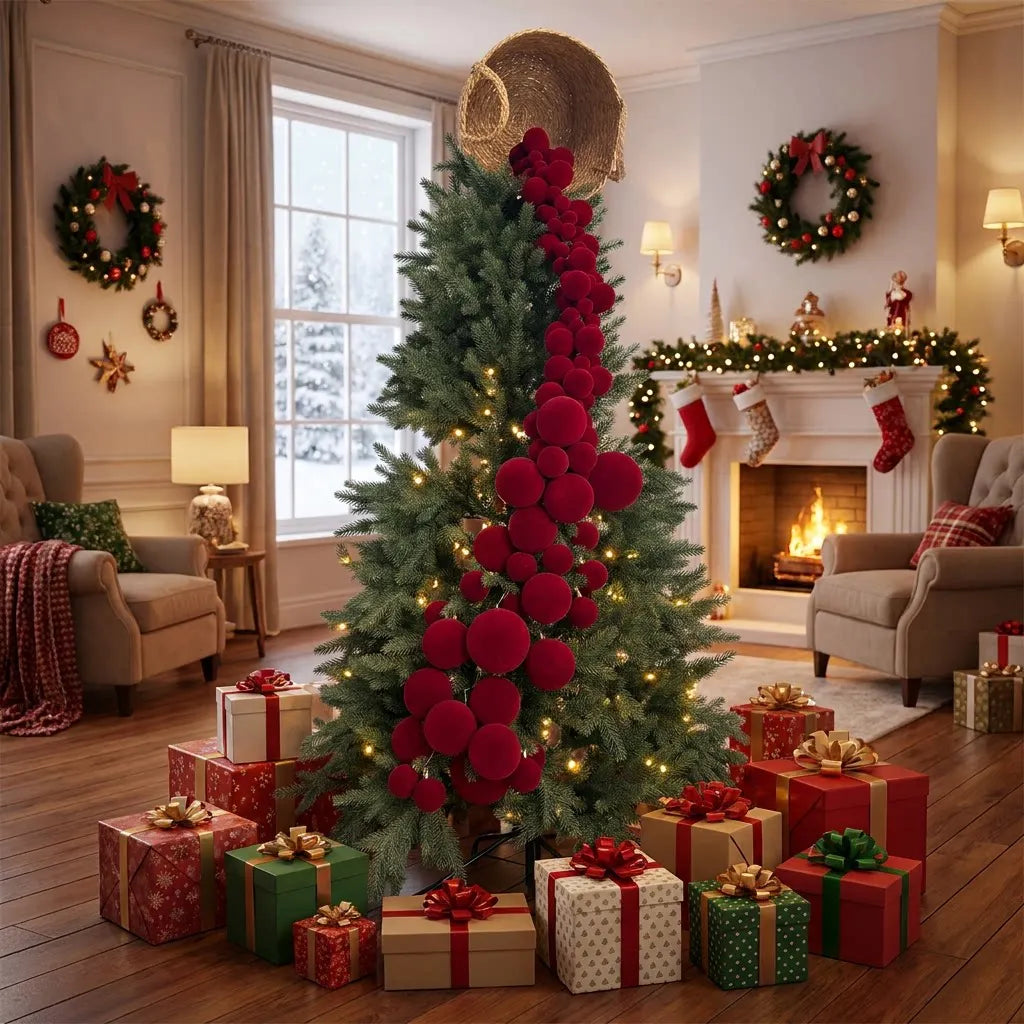 Fluwelen Kerstslinger 150 cm – Luxe Cascade Bal Krans | Veloura Seasons™
