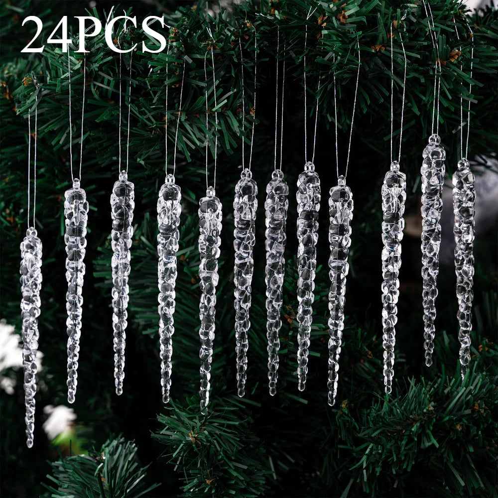 Acryl IJspegel Kerstversieringen – 24-Delige Boom Hangende Set | Veloura Seasons™
