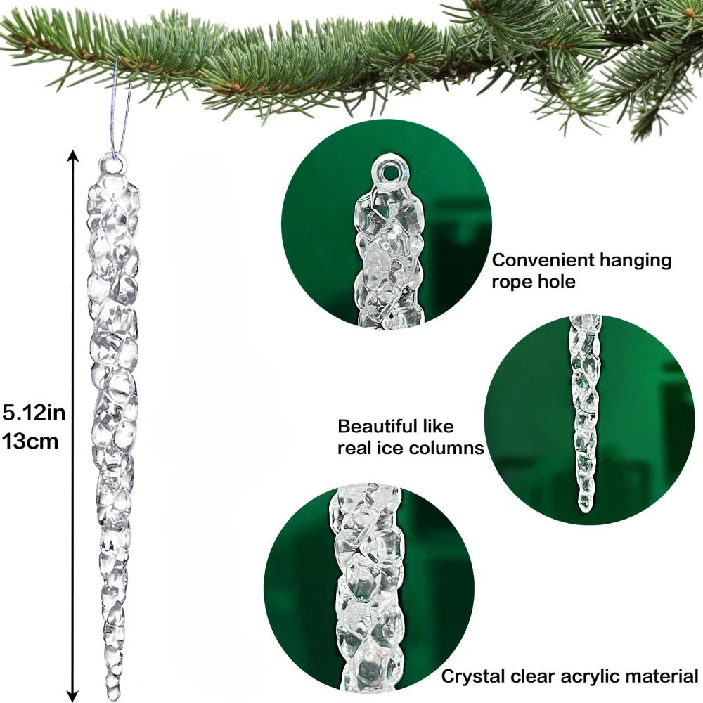 Acryl IJspegel Kerstversieringen – 24-Delige Boom Hangende Set | Veloura Seasons™