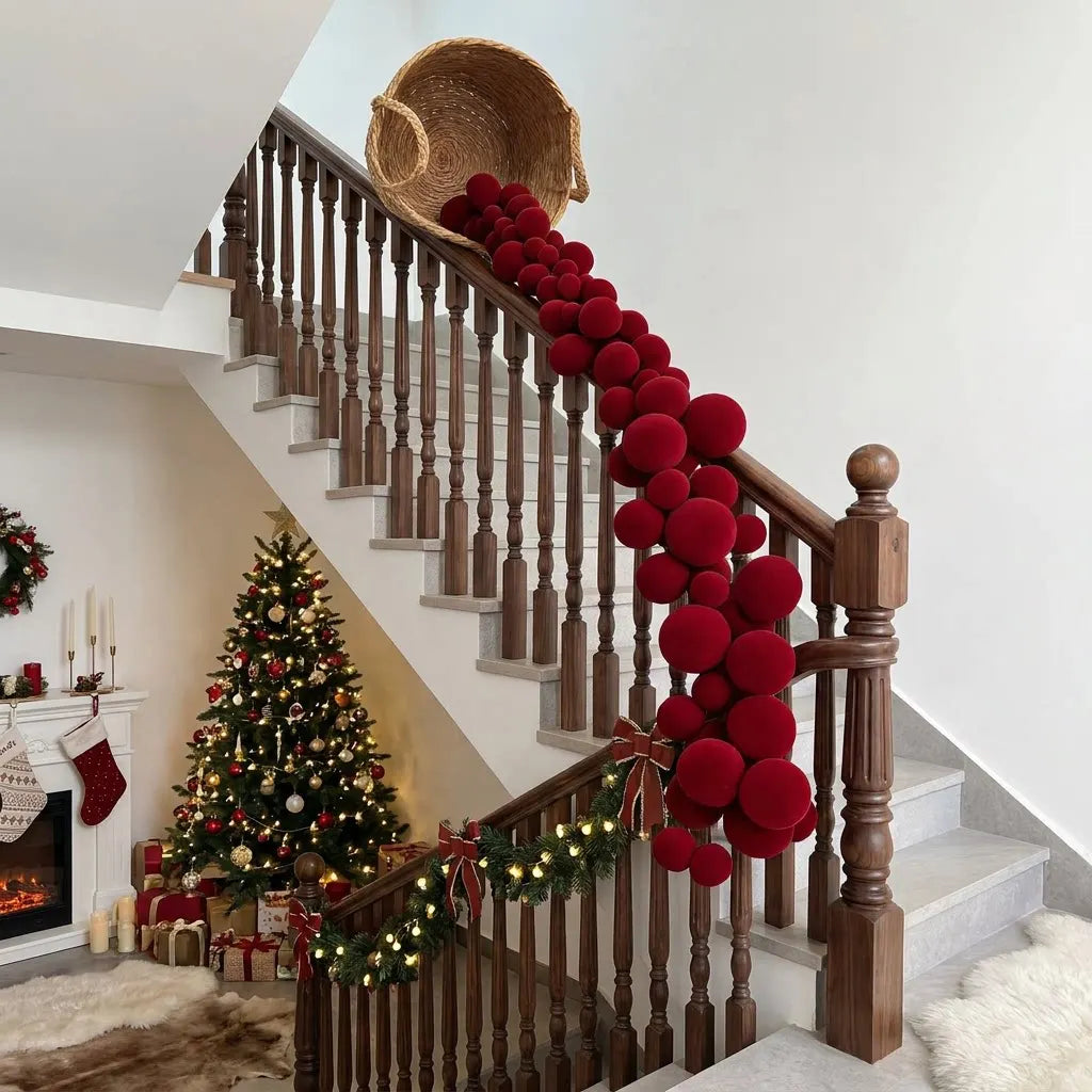 Fluwelen Kerstslinger 150 cm – Luxe Cascade Bal Krans | Veloura Seasons™