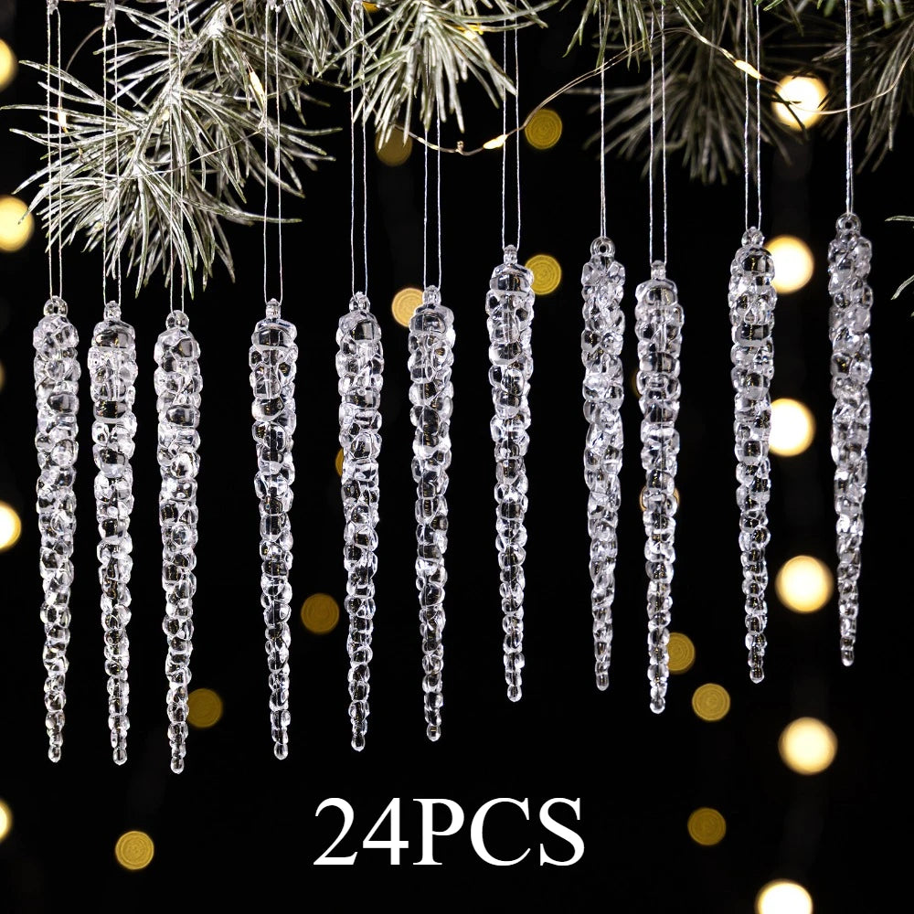 Acryl IJspegel Kerstversieringen – 24-Delige Boom Hangende Set | Veloura Seasons™